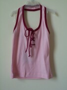 Ex-Tammy pink halterneck top with darker pink edging and lace-up front