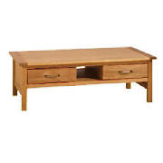 Hamilton 2 drawer Coffee Table with shelf- Oak
