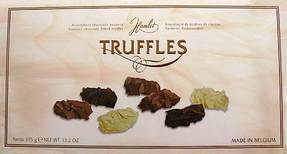 A luxurious collection of assorted Belgian Chocolate flaked truffles from Hamlet the chocolate maker