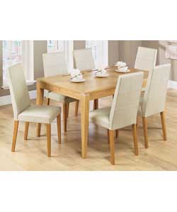 Hampton Table and 6 Jessica Cream Leather Chairs