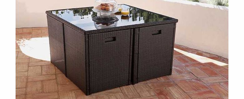 Unbranded Hand-Woven Cube Rattan Effect 4 Seater Patio Set