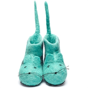 Unbranded Handmade Blue Felt Mouse Slippers (Shoe Size 1: