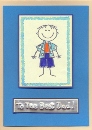 Handmade Card (Blue with Child Pencil Drawing)