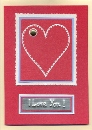 Handmade Card (White Heart on Red)