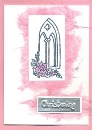Handmade Christening Card (Pink Church Window)