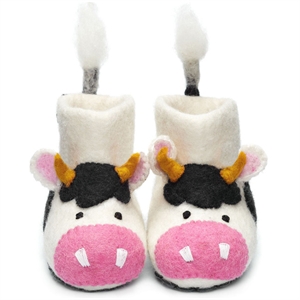 Unbranded Handmade Felt Cow Slippers (Shoe Size 1: 0-1