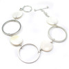 Ideal for summer events is this elegant hand-made bracelet of classic silver and milky white mother-