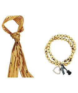 Hannah Montana Gold Scarf and Bead Bracelet Gift Set