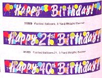 Happy 40th birthday 15ft metallic banner - Painted Balloons