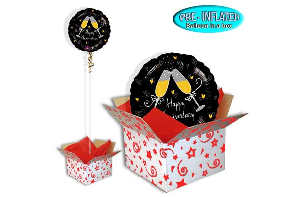 Pre inflated 18 inch foil ballon. Delivered inflated with helium in a coloured tissue paper lined box. This product has a float time of approximately 7 days from day of dispatch. Pre inflated 18 inch balloon. Foil balloon. EAN: AAB01136001.