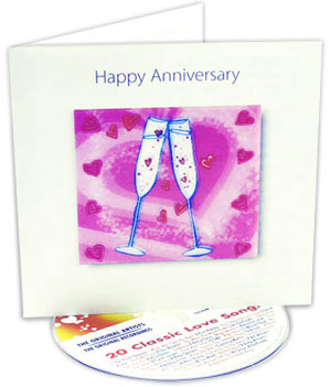 Unbranded Happy Anniversary 3D Greeting Card with CD - Champagne