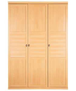 Size (H)197.4, (W)135, (D)51.8cm.Beech finish with silver finish metal handles.1 Hanging rail and 6 