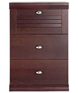 Size (H)67.9, (W)45.4, (D)41.4cm.Wenge finish with silver finish metal handles.Drawers with smooth g