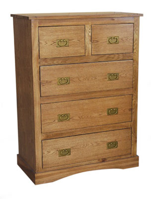 Unbranded Hardwood Chest of Drawers 2 Over 3 Drawer