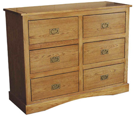 Unbranded Hardwood Chest of Drawers 3 Plus 3 Drawer