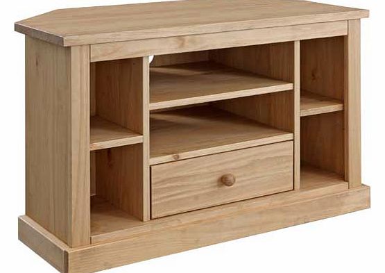 Part of the Harrington range. this corner TV entertainment unit features shelving space and a drawer to help keep clutter to a minimum. Both simple and practical. with its traditional light solid pine wood. this will fit well in the bedroom or living