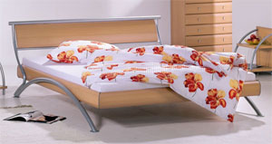 The Hasena Canilla has the following features: Assisi legs and Support headboard in a alugloss