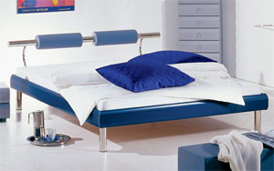 The Hasena Denia has the following features: Soko legs and Progress headboard Bed in Silver Grey
