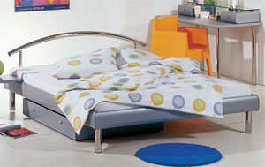 The Hasena Raus has the following features: Soko legs and Luna headboard Bed in Iron Coloured and