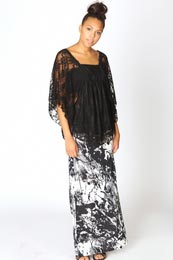 Unbranded Hattie Lace Batwing Sleeve Square Neckline Blouse