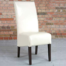 Havana Cream Leather Dining chair with dark feet