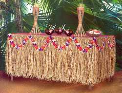 Hawaiian Raffia Table Skirt - 9 feet