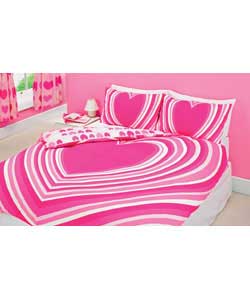 Hearts Double Duvet Cover Set - Pink