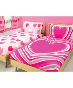 Hearts Single Duvet Cover Set - Pink