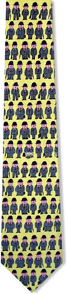 A fun tie featuring Hector the Businessman in a bowler hat and one cheeky version with his trousers 