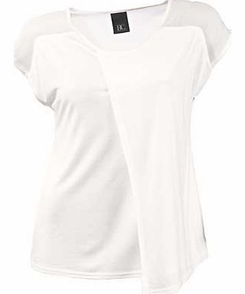 Sophisticated asymmetrical double front top with discreet transparent chiffon fabric on the shoulders and back with a mix of jersey. This top is feminine and a perfect wardrobe addition. Heine Top Features: Washable 100% Viscose Chiffon: 100% Polyest