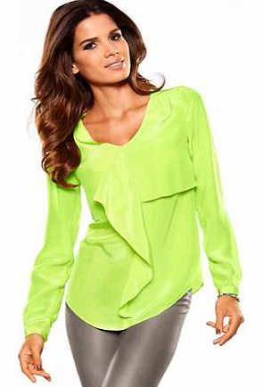 Vibrant blouse with draping detail at the neckline and curved hem. Heine Blouse Features: Washable 100% Polyester Length approx. 66 cm (26 ins)