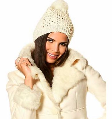 Cute pom-pom hat featuring various sized rhinestones. Heine Hat Features: Rhinestone detail Washable 100% Acrylic