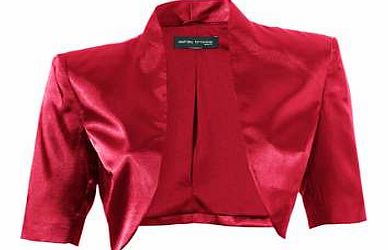 Cute, stretch satin bolero with short sleeves and padded shoulders. Heine Bolero Features: Washable 98% Polyester, 2% Elastane Lining: 100% Polyester Length approx. 36 cm (14 ins)