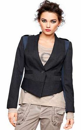 Fashionable short jacket with jersey inserts, piped pockets and 1 button fastening. Heine Jacket Features: Lined design Dry clean only 100% Polyester Jersey: 92% Viscose, 8% Elastane Lining: 100% Polyester Length approx. 50 cm (20 ins)