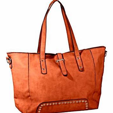 Bag with stud decoration, overlapping strap, zip fastening, and removable adjustable strap. Lining with various inner pockets. Heine Bag Features: Synthetic