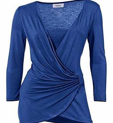 Wrap-over style top with insert and three-quarter length sleeves. Heine Top Features: Washable 94% Viscose, 6% Elastane Length approx. 68 cm (27 ins)