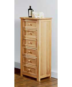 Size (H)117, (W)45, (D)40cm.Solid Oak and oak veneer.Drawers have smooth glide metal runners and woo