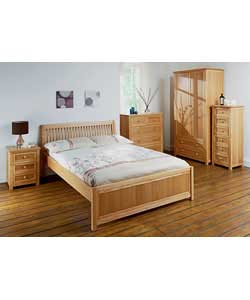 Unbranded Hemsby Oak Double Bedstead with Rebecca Deep Quilt Mattress