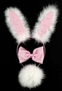 Even your little powder puff flashes on this fun pink and white bunny set. Red lights flash on the e