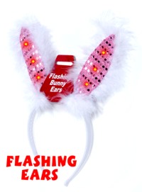 These fluffy bunny ears are extra cute with flashing red LED lights, perfect for night time events