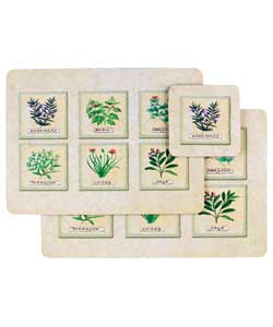 Unbranded Herbs 14 Piece Placemats, Coasters and Serving Mats Set