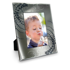 Unbranded Hestia Blue Swirl Glass Mirror 5 x 7 Photo Frame