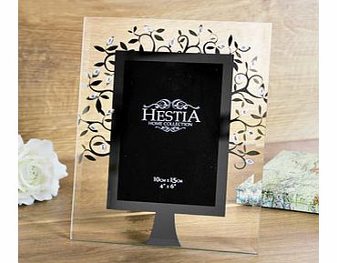 This simply designed but stunning affect Hestia Glass Leaf and Crystal 4x 6 Photo Frame will beautifully display and picture or photo of your choice.The outside of the photo frame has been made from glass and featured within in mirrored glass is a le