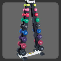 Neoprene covered upright dumbell rack