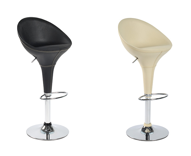 Unbranded High Back Leather Bar Stool x 2 - Black and Cream Save andpound;10