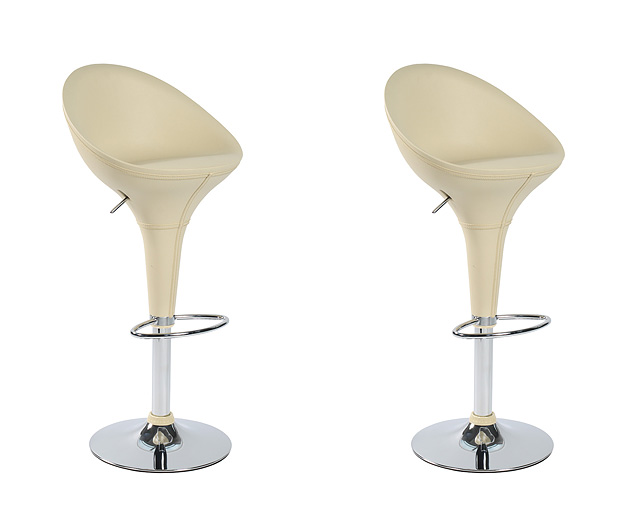 Unbranded High Back Leather Bar Stool x 2 - Cream and Cream Save andpound;10