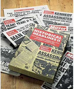 This gift set comprising 12 reprinted newspapers from the last century, tells some of the most