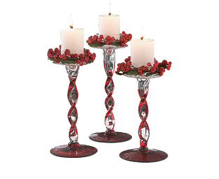 Unbranded Holly/Berry Candlestick Set (3)