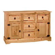This 5 drawer 2 door sideboard is from the Honduras range with its waxed finish, rustic, solid pine 