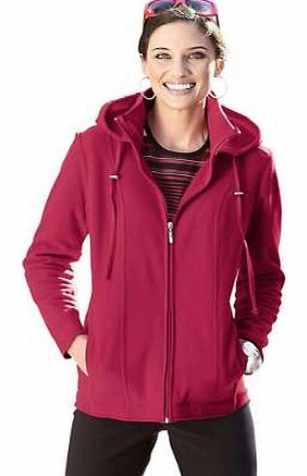 Modern fleece jacket in a soft feel fabric. Features a removable hood with adjustable, chrome coloured toggle fastening. Jacket Features: Full length zip fastening 2 front pockets Decoratively piped seam detailing Casual fit Washable 100% Polyester L